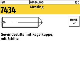 Gewindestift ISO 7434 Kegelkuppe/Schlitz M5x 12 Messing 100 Stück - VPE: 100