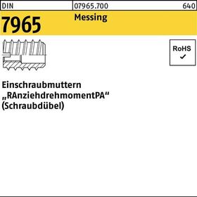 Einschraubmutter DIN 7965 M8x 18 Messing 100 Stück - VPE: 100