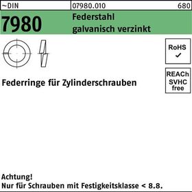 Federring DIN 7980 f.Zylinderschrauben 10 Federstahl galv.verz. 100St. - VPE: 100