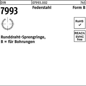 Runddrahtsprengring DIN 7993 f.Wellen B 8 Federstahl 500 Stück - VPE: 500