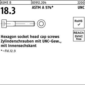 Zylinderschraube R 83912 UNC-Gewinde/Innen-6kt 1 1/2x4 1/2 ASTM A 574 5St. - VPE: 5