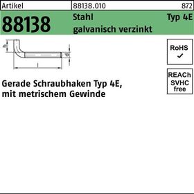 Schraubhaken R 88138 Typ 4E gerade M5x50x12 Stahl galv.verz. 100St. - VPE: 100