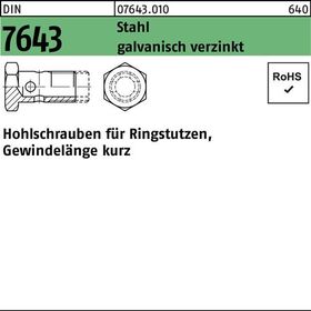 Hohlschraube DIN 7643 8-3 M12x1,5 Stahl galv.verz. 50 Stück - VPE: 50