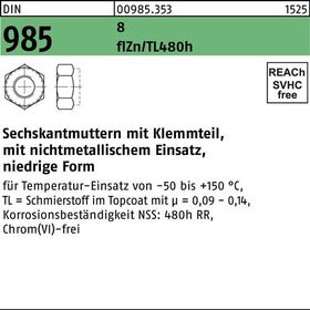 Sechskantmutter DIN 985 Klemmteil M14 8 flZn/nc/TL/x/480h/C 100 Stück - VPE: 100