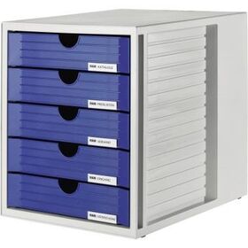 HAN Schubladenbox Systembox 1450-14 DIN C4 5Schubfächer bl