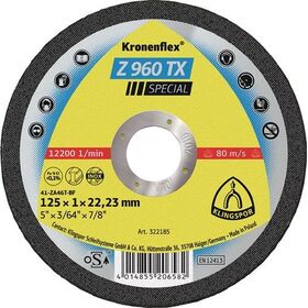 Trennscheibe Z 960 TX D125x1mm ger.INOX Bohr.22,23mm KLINGSPOR - VPE: 25