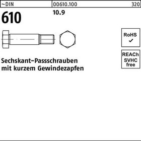 Sechskantpassschraube DIN 610 kurzem Gewindezapfen M20x 55 10.9 10 Stück - VPE: 10
