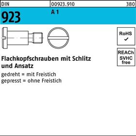 Flachkopfschraube DIN 923 Schlitz/Ansatz M6x16x 9,0 A 1 100 Stück - VPE: 100