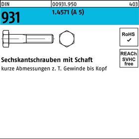 Sechskantschraube DIN 931 Schaft M16x 100 A 5 1 Stück