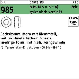 Sechskantmutter DIN 985 Klemmteil M42x3 8 (=M 5 = 6/8 ) galv.verz. 1St.