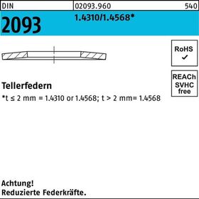 Tellerfeder DIN 2093 8x 4,2x0,3 1.4310/1.4568 200 Stück - VPE: 200