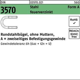 Rundstahlbügel DIN 3570 o.Mutter A 46/NW 32 Stahl feuerverz. 100 Stück - VPE: 100