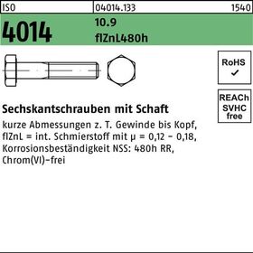 Sechskantschraube ISO 4014 Schaft M12x 50 10.9 zinklamellenb. 100 Stück - VPE: 100