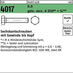 Sechskantschraube ISO 4017 VG M6x 75 8.8 galv.verz. 8 DiSP+SL 200 Stück - VPE: 200