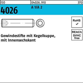 Gewindestift ISO 4026 Kegelkuppe/Innen-6kt M2x 2 A 1/A 2 500 Stück - VPE: 500