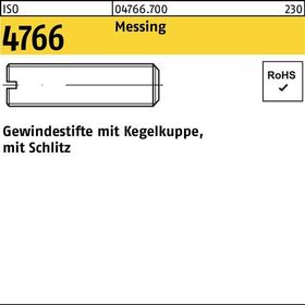 Gewindestift ISO 4766 Kegelkuppe/Schlitz M5x 12 Messing 100 Stück - VPE: 100
