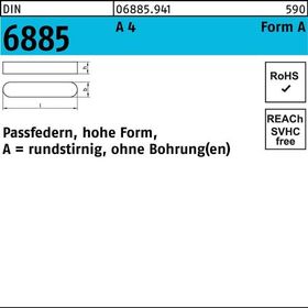 Passfeder DIN 6885 FormA rundstirnig/o.Bohrung A 12x 8x 30 A 4 10 Stück - VPE: 10