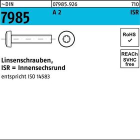 Linsenschraube DIN 7985 ISR M3x 25-T10 A 2 1000 Stück - VPE: 1000