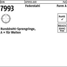 Runddrahtsprengring DIN 7993 f.Wellen A 16 Federstahl 250 Stück - VPE: 250