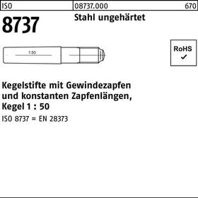 Kegelstift ISO 8737 Gewindezapfen 6x 45 Stahl ungehärtet Kegel 1:50 25 Stück - VPE: 25