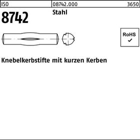 Knebelkerbstift ISO 8742 kurzen Kerben 8x 32 Stahl 100 Stück - VPE: 100