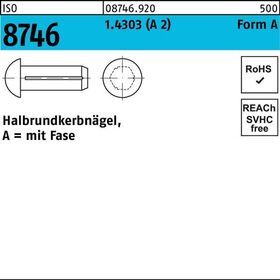 Halbrundkerbnagel ISO 8746 Fase 5x 12 1.4303 (A 2) 100 Stück - VPE: 100