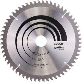 Kreissägeblatt AD 216mm Z.60 WZ/N Bohr.30mm Schnitt-B.2,0mm HM BOSCH