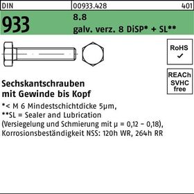 Sechskantschraube DIN 933 VG M3x 10 8.8 gal Zn DiSP + SL 500 Stück - VPE: 500