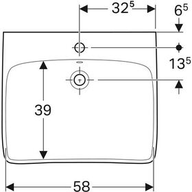 Geberit Waschtisch RENOVA COMFORT 650x550mm barrerefrei m HL m ÜL weiß