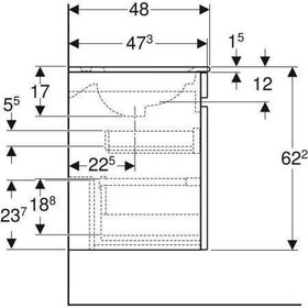 Geberit WT-Unterschrank RENOVA PLAN m D-WT 1300x622x480mm we hochglanz/weiß
