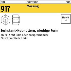 Sechskanthutmutter DIN 917 niedrige FormM12 SW 19 Messing 50 Stück - VPE: 50