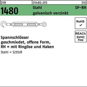 Spannschloss DIN 1480 offen Ringöse/Haken SP-RH M8 Stahl 3.6 galv.verz. 1St.