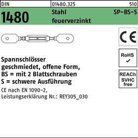 Spannschloss DIN 1480 offen 2Blattschrauben SP BS-S M24 Stahl feuerverz. 1St.