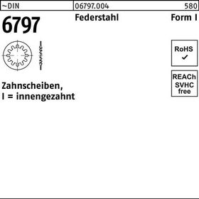 Zahnscheibe DIN 6797 FormI innengezahnt I 3,2 Federstahl 500 Stück - VPE: 500