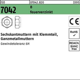 Sechskantmutter ISO 7042 Klemmteil M20 8 feuerverz. 50 Stück - VPE: 50