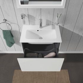 Duravit Waschtischunterbau L-CUBE 620x391mm 1 Ausz. we hgl ES Ahorn mitte