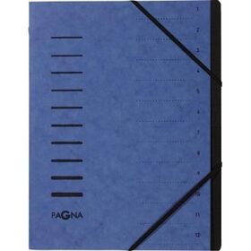 PAGNA Ordnungsmappe 40059-02 DIN A4 12Fächer Pressspankarton blau