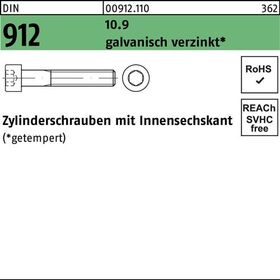 Zylinderschraube DIN 912 Innen-6kt M12x190 10.9 galv.verz. 25St. - VPE: 25
