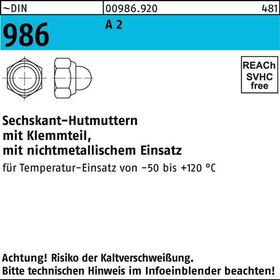 Sechskanthutmutter DIN 986 Klemmteil M10 SW 17 A 2 100 Stück - VPE: 100