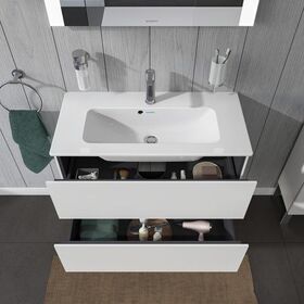 Duravit Waschtischunterbau L-CUBE 820x391mm 2 Schubk we ma ES Ahorn mitte