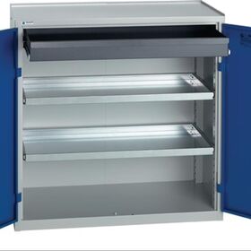 Werkzeug-/Beistellschrank H1000xB1000xT500mm 1Schubl.2BD grau/blau STUMPF