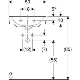 Geberit Handwaschbecken RENOVA PLAN 50x38cm ohne Hahnloch ohne Überlauf weiß
