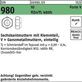 Sechskantmutter DIN 980 Klemmteil VM 20 10 flZnnc 480h-L 50St. - VPE: 50