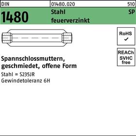Spannschlossmutter DIN 1480 offen SP M20/200 Stahl feuerverz. 1 Stück