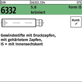 Gewindestift DIN 6332 FormIS Zapfen/Innen-6kt IS M16x100 5.8 brüniert 1St.
