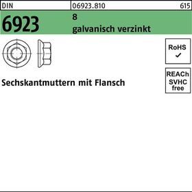 Sechskantmutter DIN 6923 Flansch M4 8 galv.verz. 1000 Stück - VPE: 1000