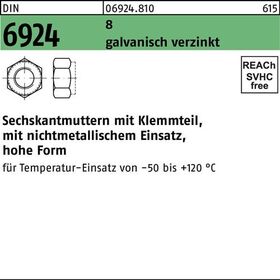 Sechskantmutter DIN 6924 Klemmteil M6 8 galv.verz. 100 Stück - VPE: 100