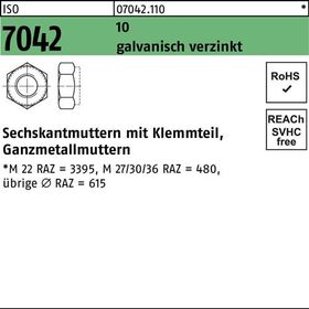 Sechskantmutter ISO 7042 Klemmteil M12 10 galv.verz. 100 Stück - VPE: 100