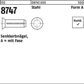Senkkerbnagel ISO 8747 Fase 3x 6 Stahl 500 Stück - VPE: 500