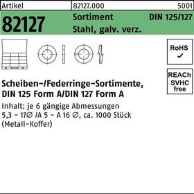 Scheibensortiment DIN 125/127 1000tlg. Stahl galv.verz. 1 Stück